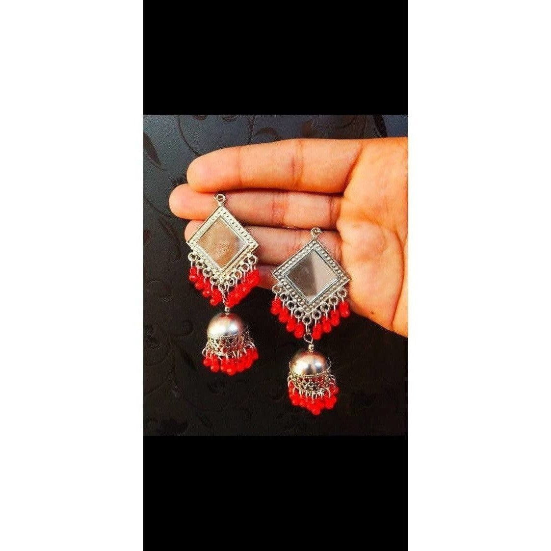 MS Fashion India Muskan Fancy Mirror Work Smart Orange Ear Ring | Grocsy