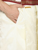 Sethukrishna Cream-Coloured Solid Readymade Dhoti For Men | Grocsy