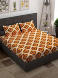 Story@home Unisex Yellow Geometric Cotton 152 TC 1 King Size Bedsheet with 2 Pillow Covers | Grocsy
