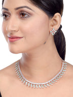 Saraf RS Jewellery Sea Green & Rose Gold-Polished American Diamond Studded Jewellery Set | Grocsy