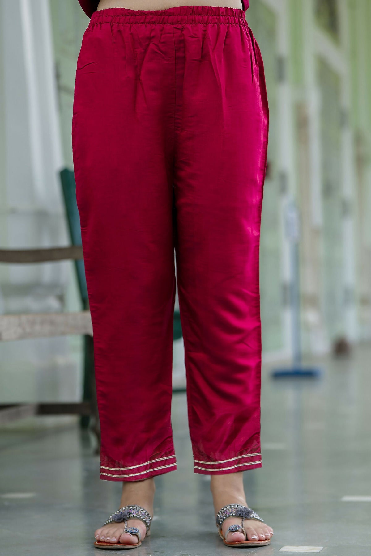 Vellora Red Silk Blend Embroidered Salwar Suit for Everyday Wear | Grocsy