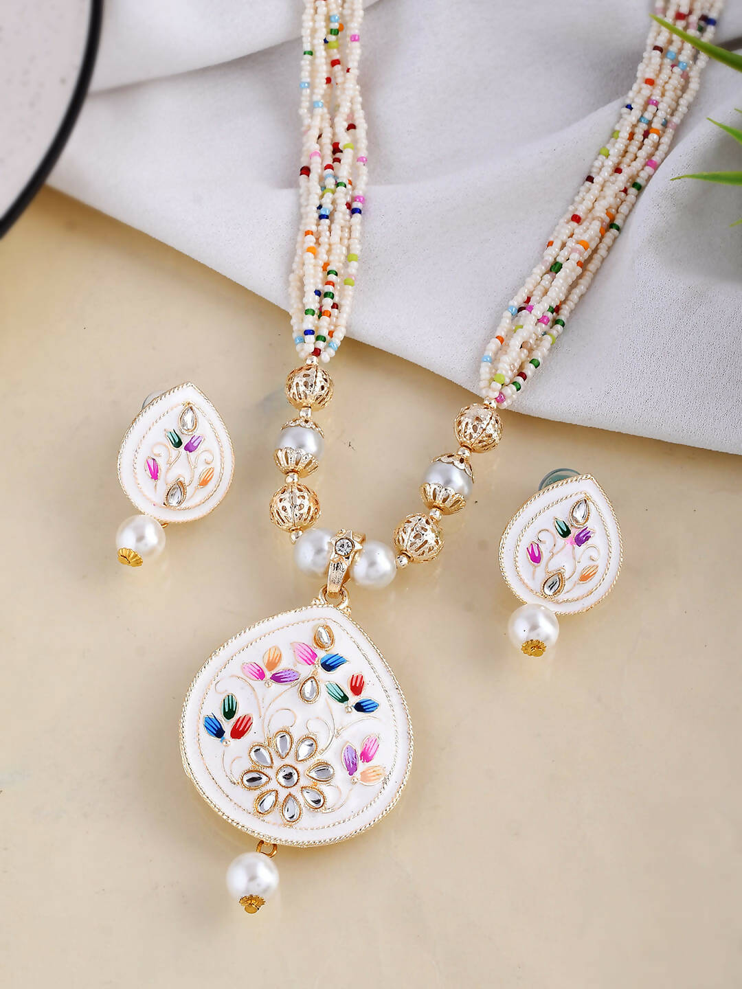 VOJ Women White Color stainless steel Jewellery Set | Grocsy