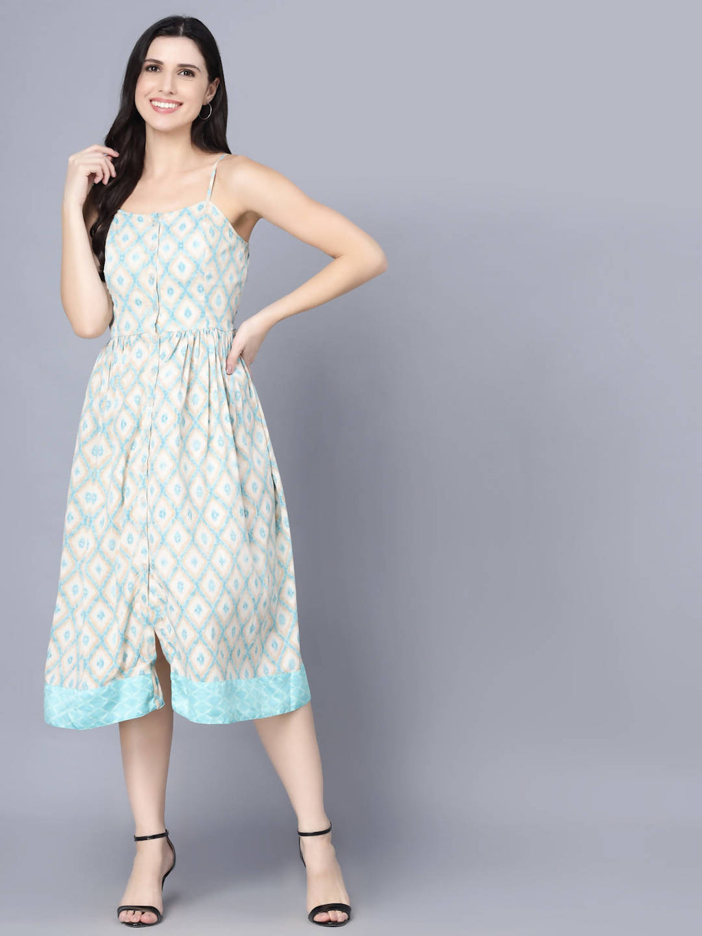 Myshka Multicoloured Floral Organic Cotton Crepe Midi Dress | Grocsy