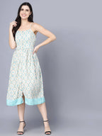 Myshka Multicoloured Floral Organic Cotton Crepe Midi Dress | Grocsy