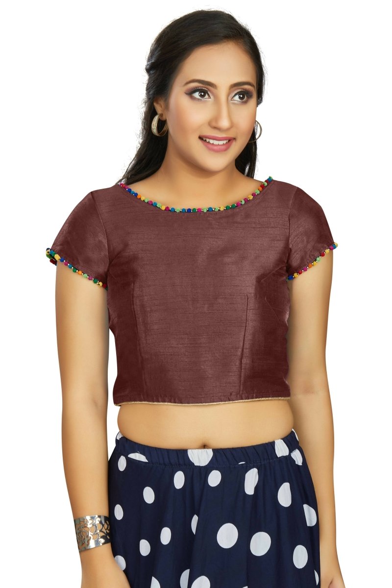 Aastha Fashion Women's Brown Art Silk Designer Party Wear Readymade Blouse | Grocsy