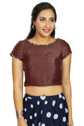 Aastha Fashion Women's Brown Art Silk Designer Party Wear Readymade Blouse | Grocsy