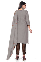 Grey Slab cotton Printed Unstitched Dress Material - Tanvi | Grocsy