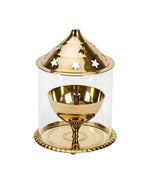 eCraftIndia Brown Brass And Glass Akhand Diya | Grocsy