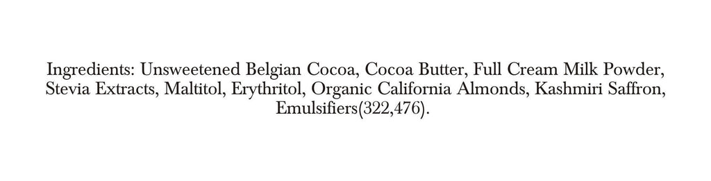 Zevic Belgian Couverture Chocolate with Organic Californian Almonds and Kashmiri Saffron | Grocsy