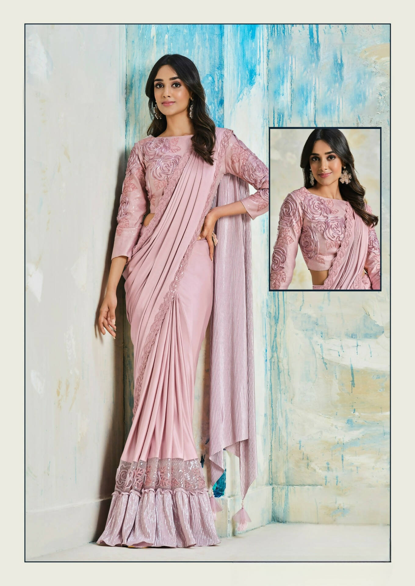 Lycra Saree With Stitched Blouse - Mohmanthan Royal | Grocsy