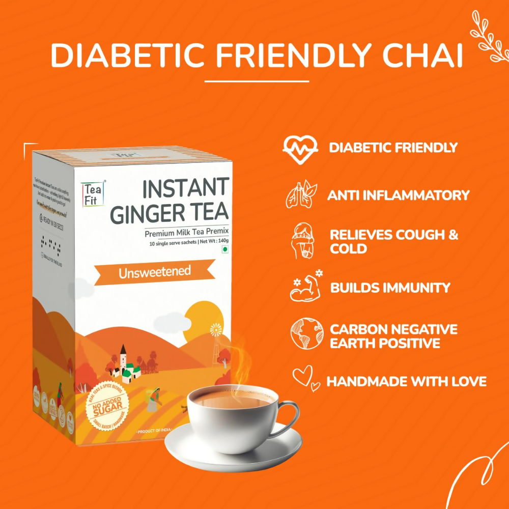 TeaFit Premium Zero Sugar Instant Tea Premix - Masala & Ginger | Grocsy