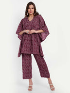 Alvano Printed Kaftan Kurti with Pant Set | Grocsy
