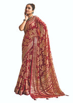 Joban Fashion Pinkdull Moss Brasso With Kasab Zari Border Saree & Tassels With Brasso Blouse | Grocsy