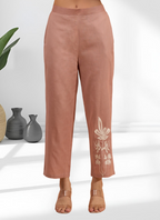 Joban Fashion Pink Cotton, Linen Embroidered Readymade Cord Set | Grocsy