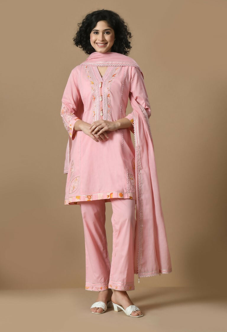 Joban Fashion Pink Cotton Kurta Set | Grocsy
