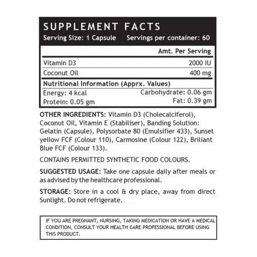 Inlife Vitamin D3 2000 IU Capsules | Grocsy