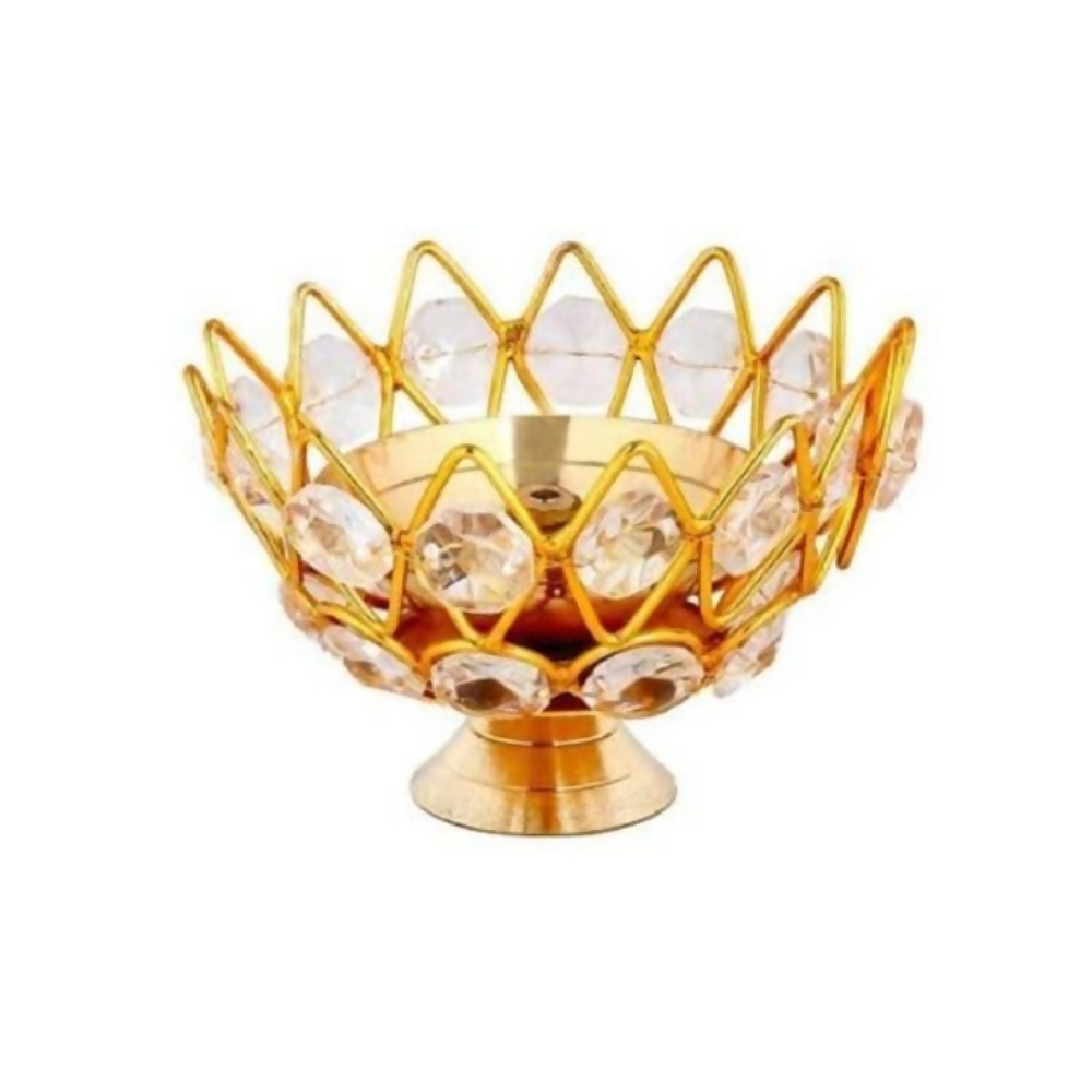 Collectible India Diwali Diya Crystal Round Akhand Diya | Grocsy