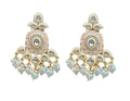 Gold-Toned Grey Kundan Contemporary Drop Earrings for Women & Girls By House of Ree - House of Ree