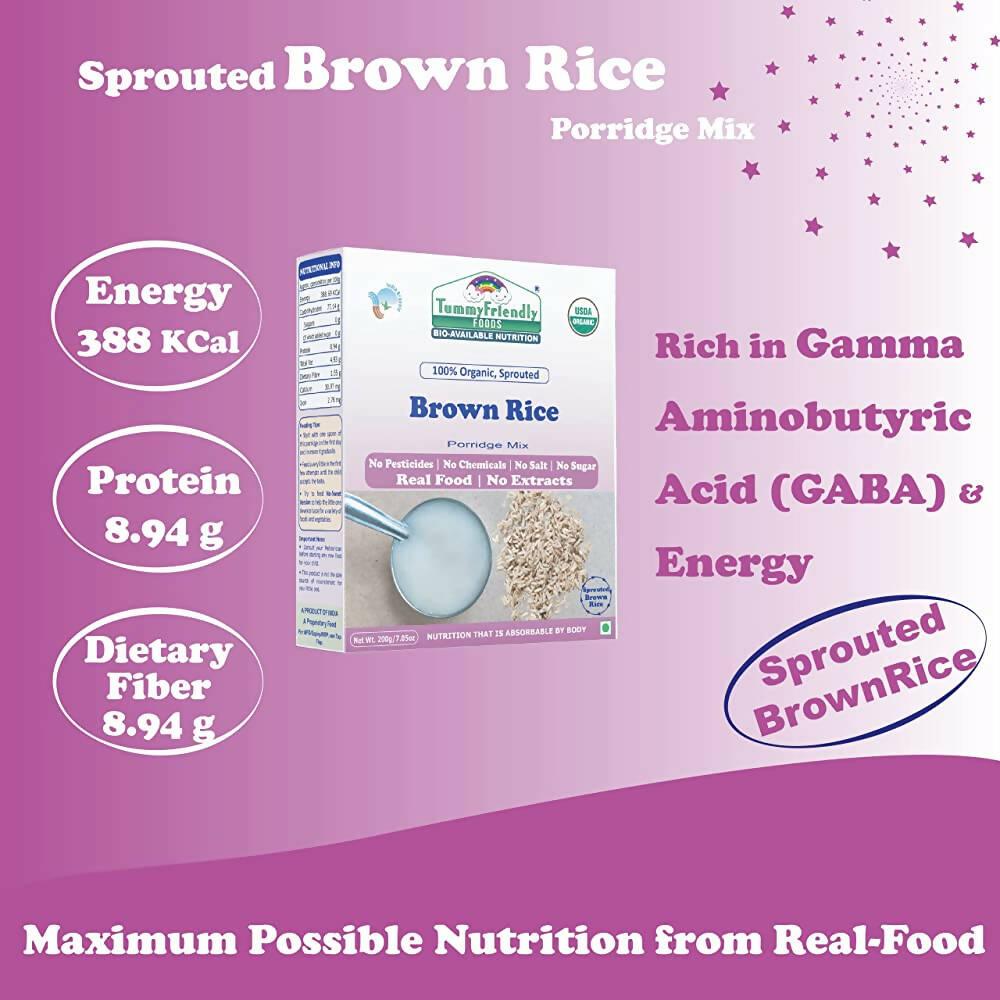 TummyFriendly Foods Organic Sprouted Brown Rice Porridge Mix Organic Baby Food for 6 Months Old | Grocsy