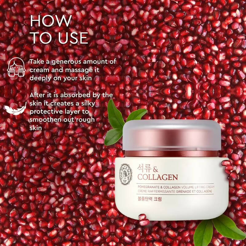 The Face Shop Pomegranate & Collagen Volume Lifting Cream - Korean Skincare | Grocsy