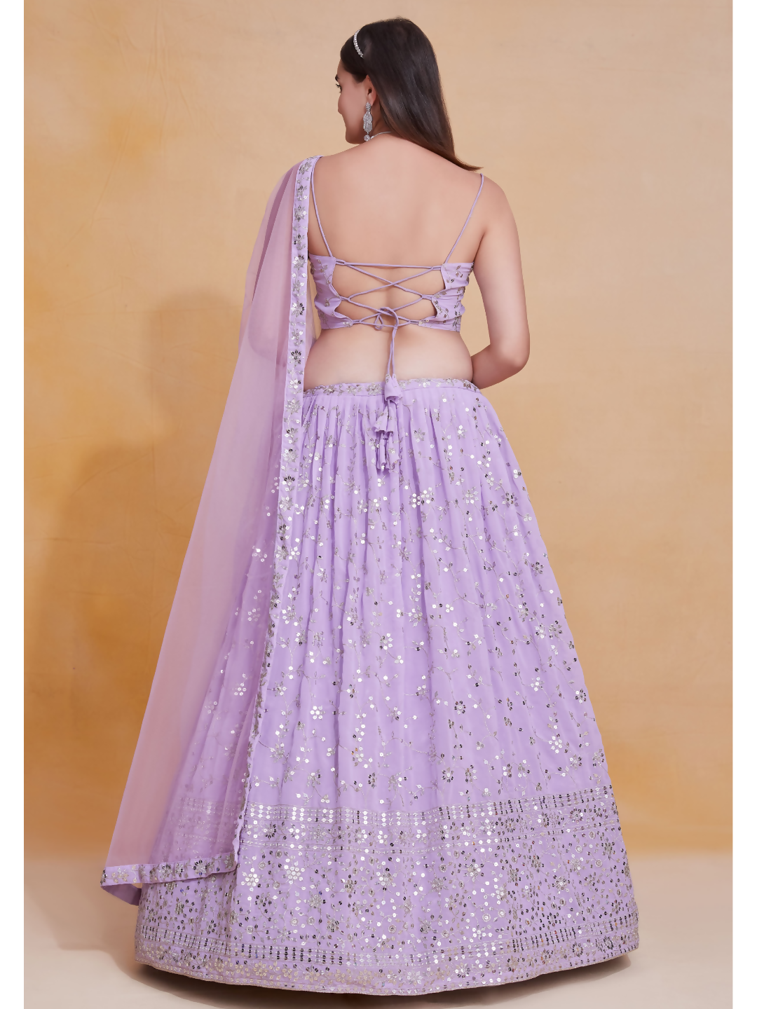 Lavender Georgette Zari,Sequence Embroidery Work Lehenga Choli - Jihu Culture | Grocsy