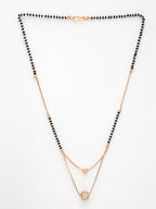 NVR Women's Rose Gold CZ Stone-Studded & Beaded Layered Mangalsutra | Grocsy