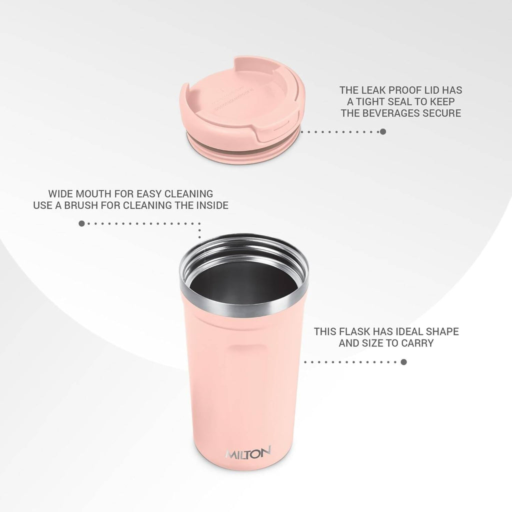 Milton Corral Thermosteel Insulated Coffee Mug Tumbler - 400ml (Peach) | Grocsy