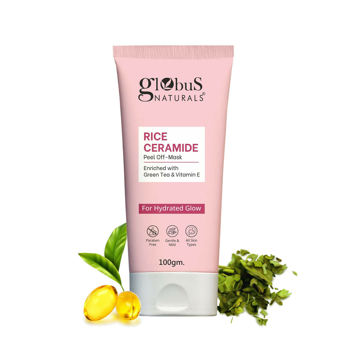 Globus Naturals Rice Ceramide Peel Off Mask, For Hydrated Glow Skin | Grocsy