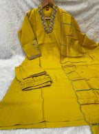 Teeya Creation Mustard Yellow Embroidered Silk Kurta Pant Set With Dupatta | Grocsy
