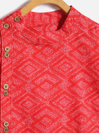 Manet Ethnic Full Sleeves Printed Shirt - Red | Grocsy