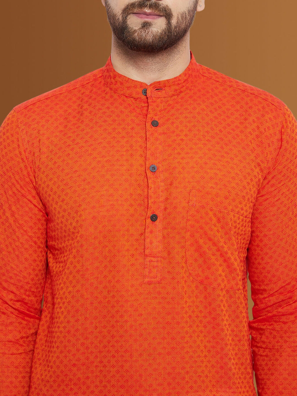 Even Apparels Men's Pure Cotton Orange Striped Kurta | Grocsy