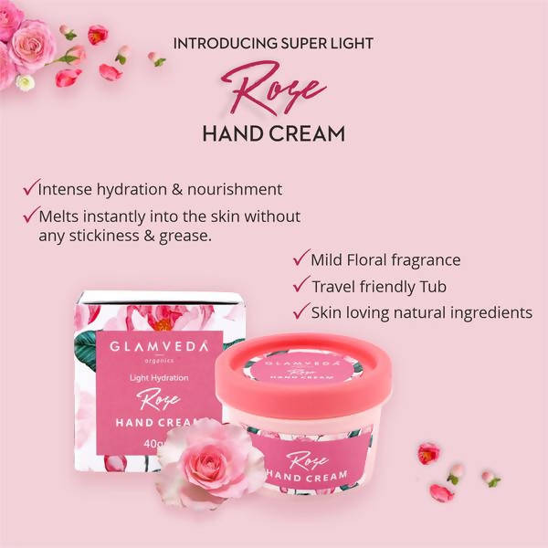 Glamveda Light Hydration Rose Hand Cream | Grocsy