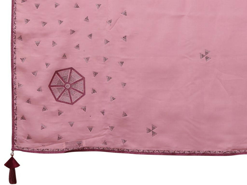 Pink Zari Organza Stone Work All Over Saree - Norita Saumya | Grocsy