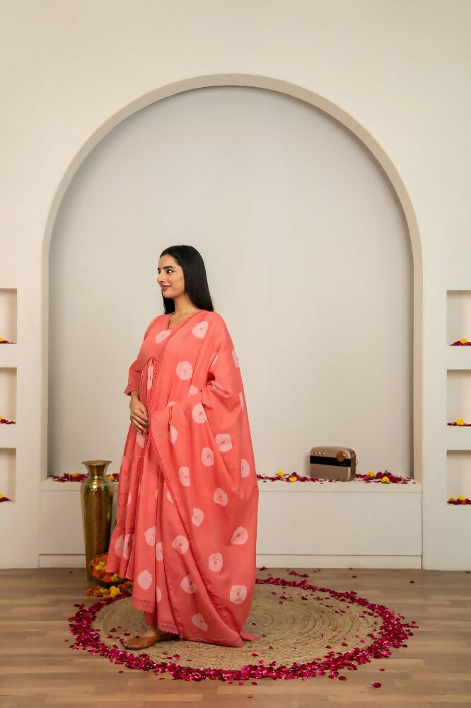 Joban Fashion Pink Tie & Dye Cotton Suit Set | Grocsy