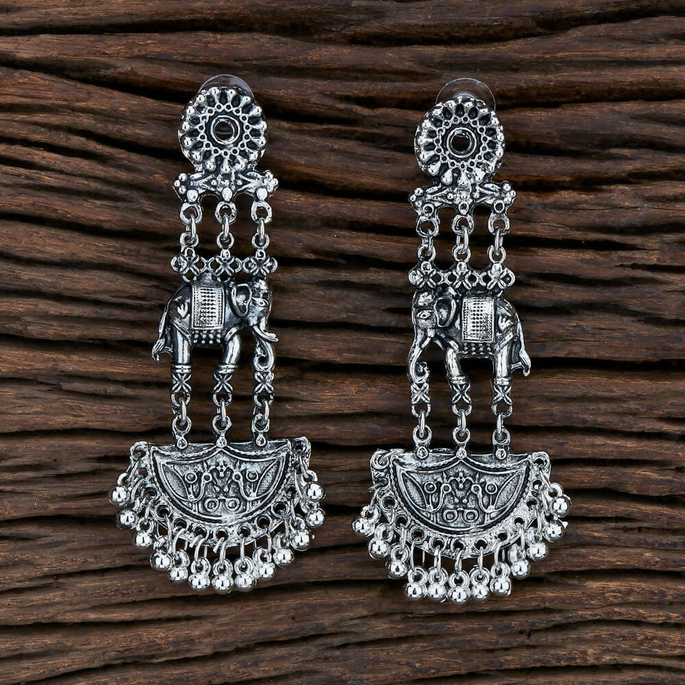 Joban Fashion Women Silver Black Oxidised Earrings | Grocsy