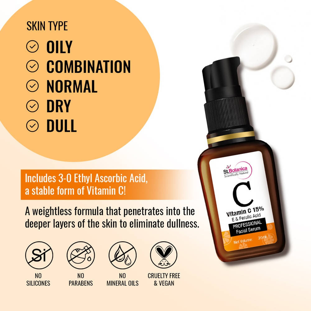 St.Botanica Vitamin C 15% E & Ferulic Acid Professional Facial Serum | Grocsy
