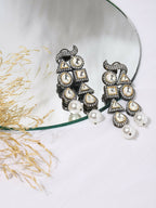 Long Zircon Pearl Danglers- Ruby Raang | Grocsy
