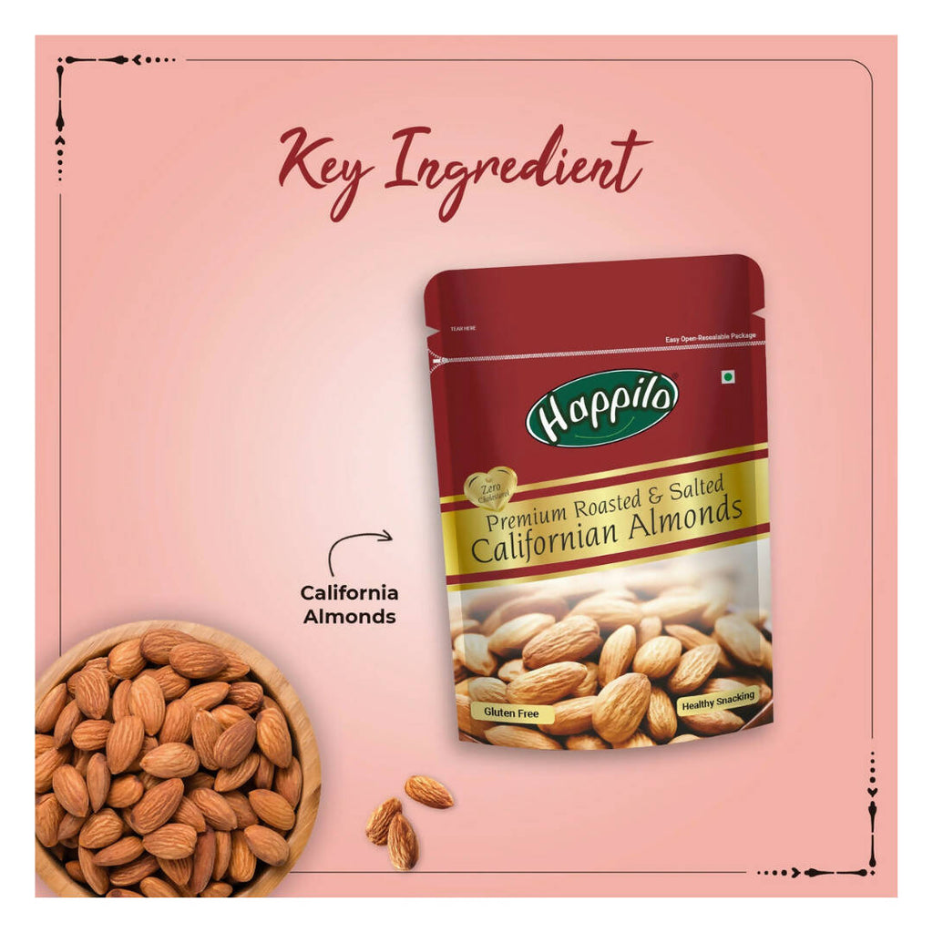 Happilo Roasted & Lightly Salted Premium Californian Almonds | Grocsy