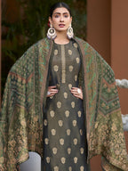 Jyoti Fashion Women's Green Pure Silk Elegant Jacquard Woven Kurta with Trouser & Dupatta | Grocsy