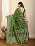 Mahendi Soft Silk Woven Meenakari Designer Saree - Vedanti | Grocsy