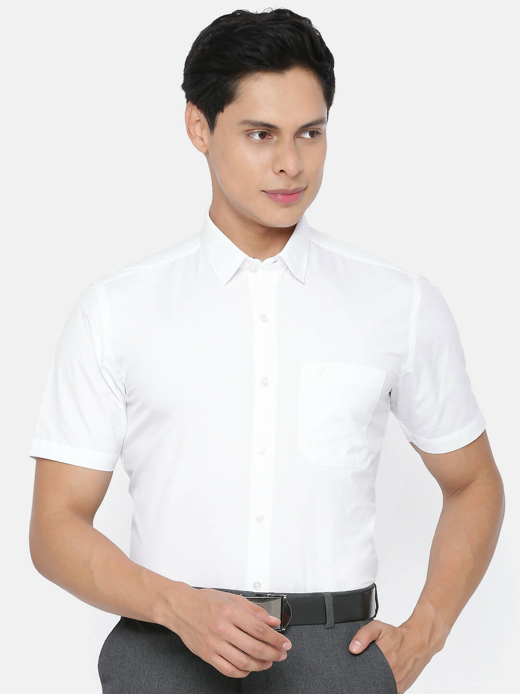 Ramraj Cotton Mens Half Sleeve Formal 100 % Cotton White Shirt | Grocsy