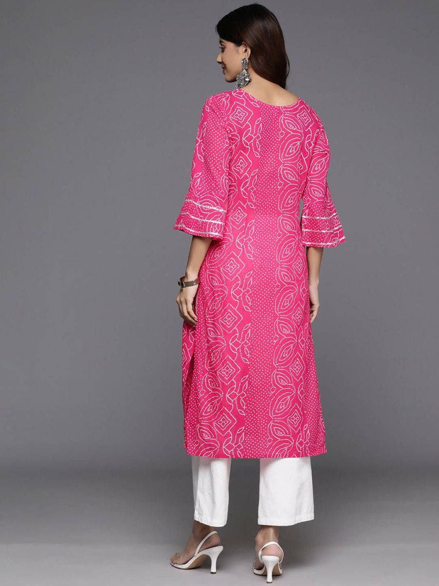 Ahalyaa Women Beige Floral Printed Regular Gotta Patti Kurta - Pink | Grocsy
