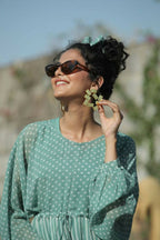 Juniper Women Sagegreen Georgette Bandhani High-Low Tunic | Grocsy