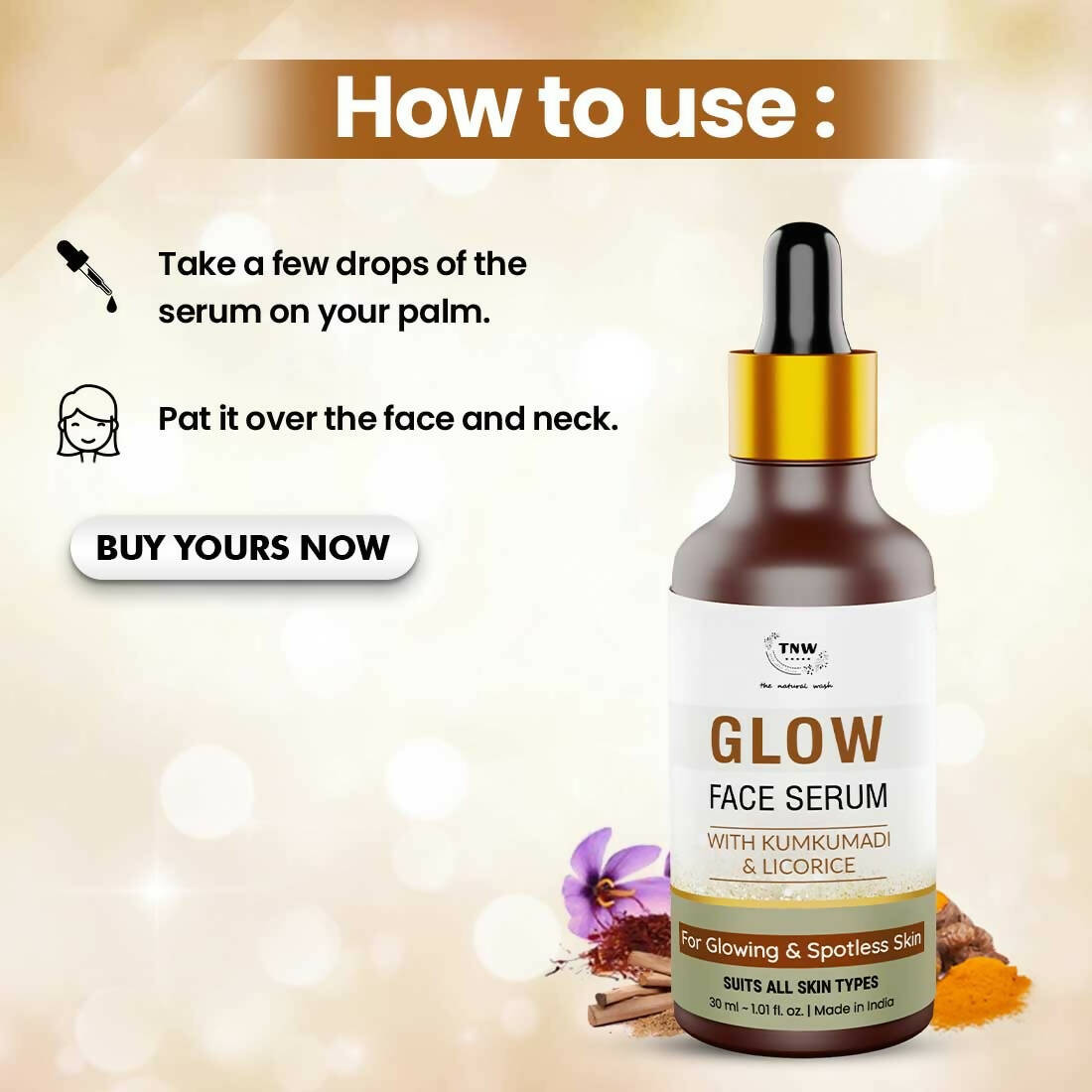 The Natural Wash Glow Face Serum with Kumkumadi & Licorice | Grocsy