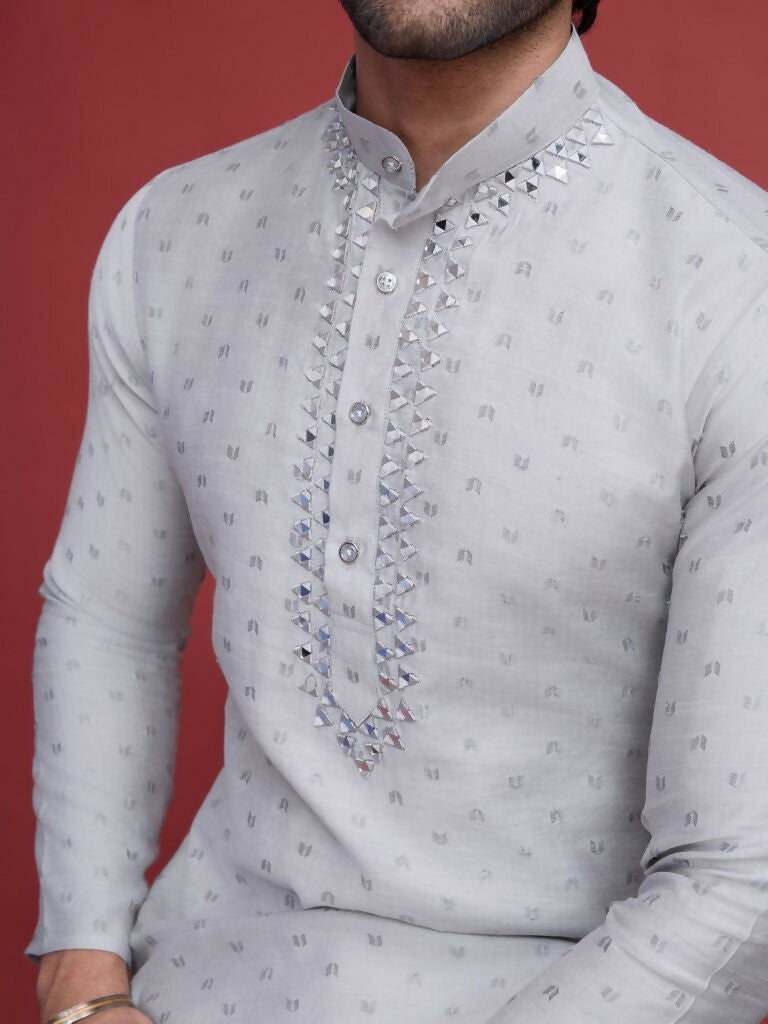 Vastranavya Exclusive Festival Wear Viscose Mirror Work on Self Weaving Kurta Only | Grocsy
