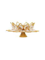 eCraftIndia Gold-Toned & White 2 Pieces Crystal Lotus Shape Brass Diyas | Grocsy