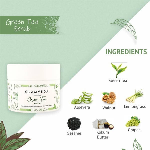 Glamveda Green Tea Recharge & Renew Scrub | Grocsy