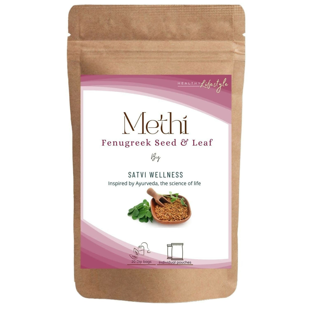 Satvi Wellness Methi Tea Bags | Fenugreek Seeds and Leaves | Herbal Tea | Grocsy