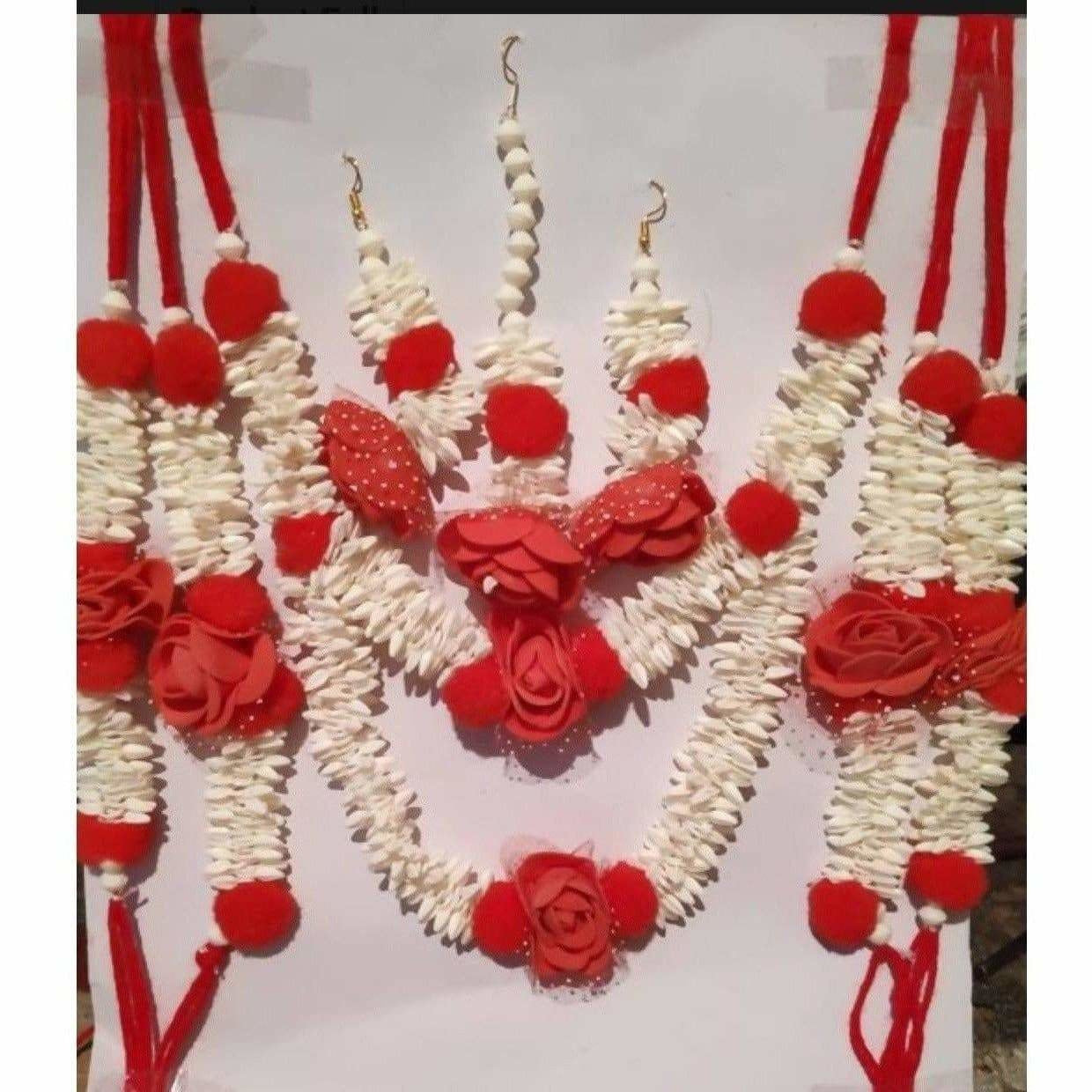 MS Fashion India Muskan Red Flower Party Wear Jewelry Set | Grocsy