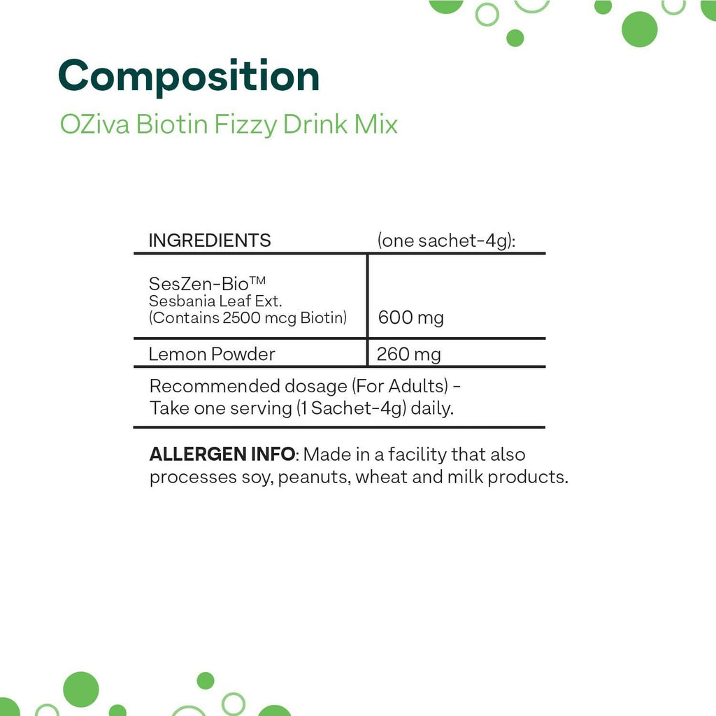 OZiva Plant Based Biotin Fizzy Drink Mix | Grocsy